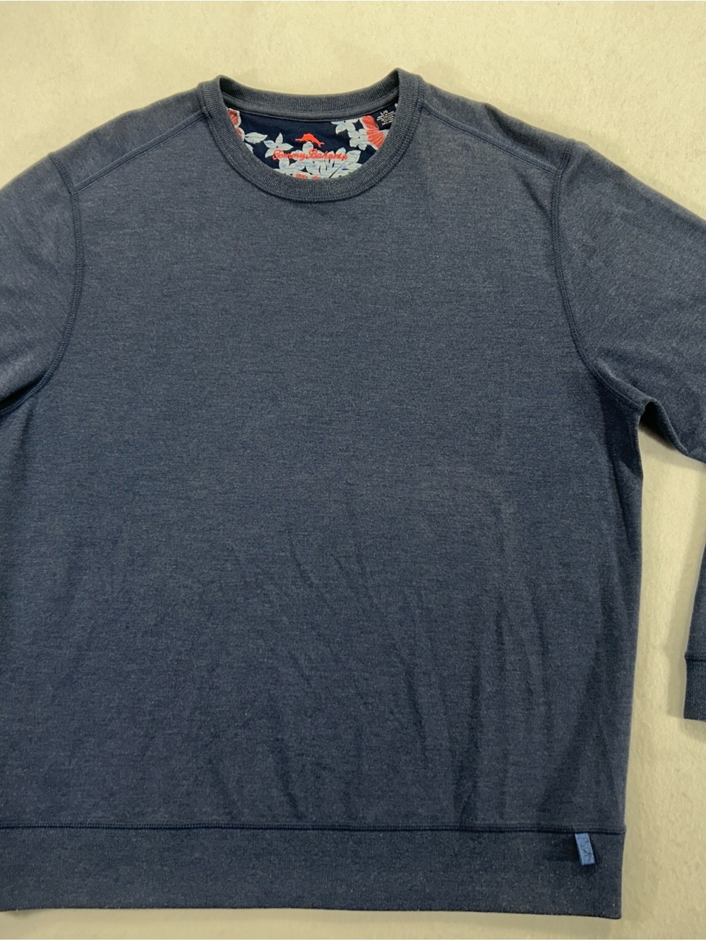 Tommy Bahama Mens Large Blue Modal Blend Crewneck Sweatshirt Pullover Soft